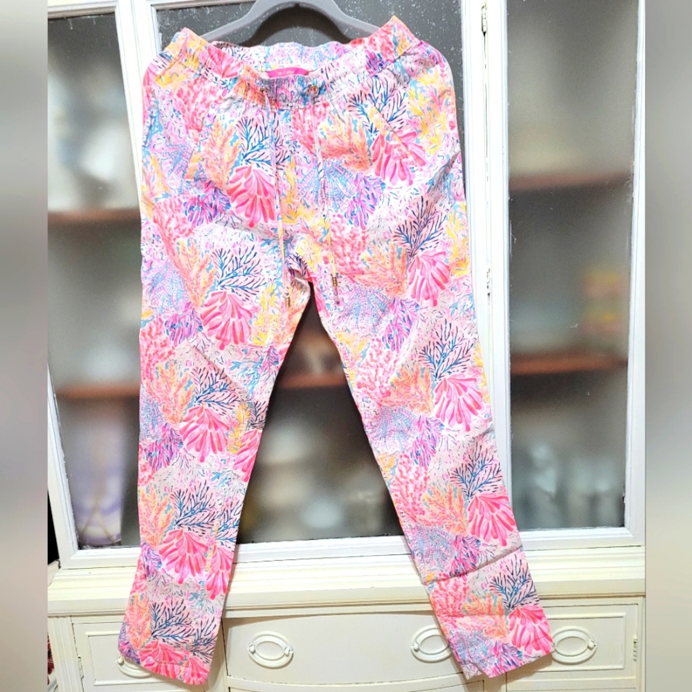Lilly Pulitzer Splendor In The Sand 100% Linen Emora Pants Sz 00 - Picture 2 of 13